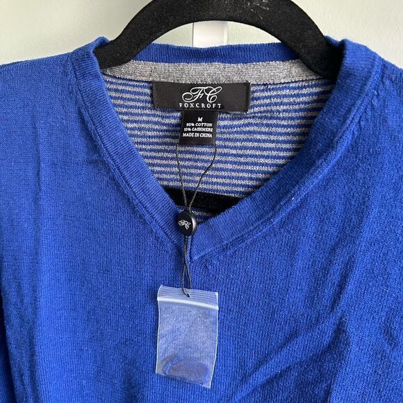 NWOT Foxcroft Blue Cashmere Blend Sweater - Picture 2 of 3